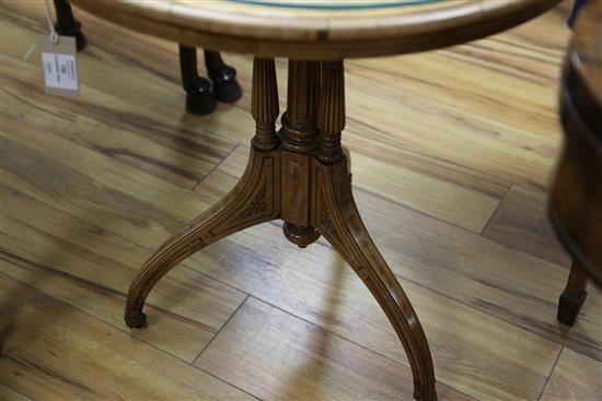 A late Victorian satinwood occasional table, W.2ft 2in.